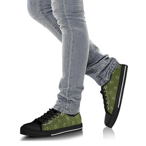 Canvas Low Top Sneakers -Army Green Paisley