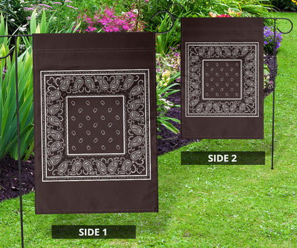 Coffee Brown Bandana Home and Garden Flags