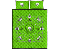 Quilt Set - Electric Green Hazardous Skulls Bandana Quilt w/Shams