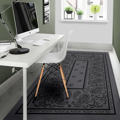 Gray and Black Bandana Area Rugs - Fitted