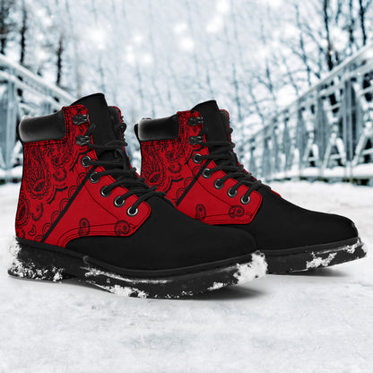 Red and Black Bandana Blackout All Season Boots
