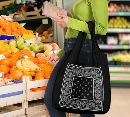 Black Bandana Reusable Grocery Bag 3-Pack