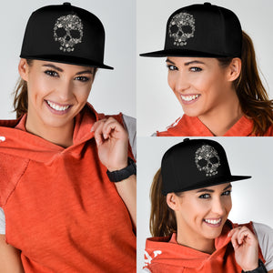 Floral Skull Snapback Hat