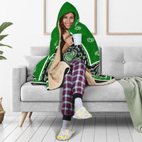 Green and Black Hooded Fleece Blanket