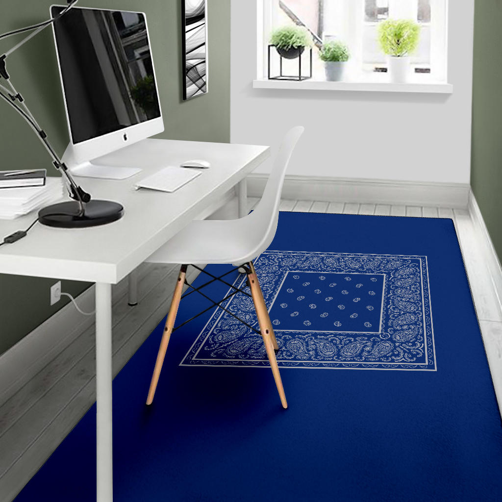 Blue and Gray Bandana Area Rugs - Minimal