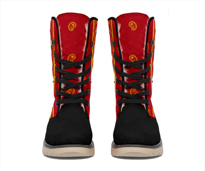 Red and Gold Bandana Women's Winter Boots