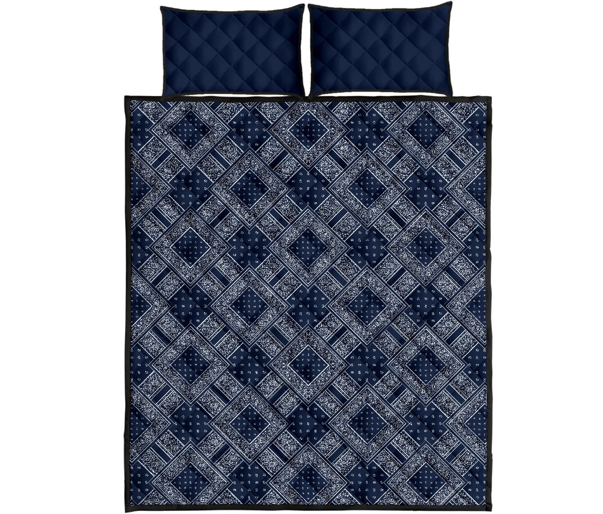 Quilt Set - Navy and White Bandana DB Quilt w/Shams
