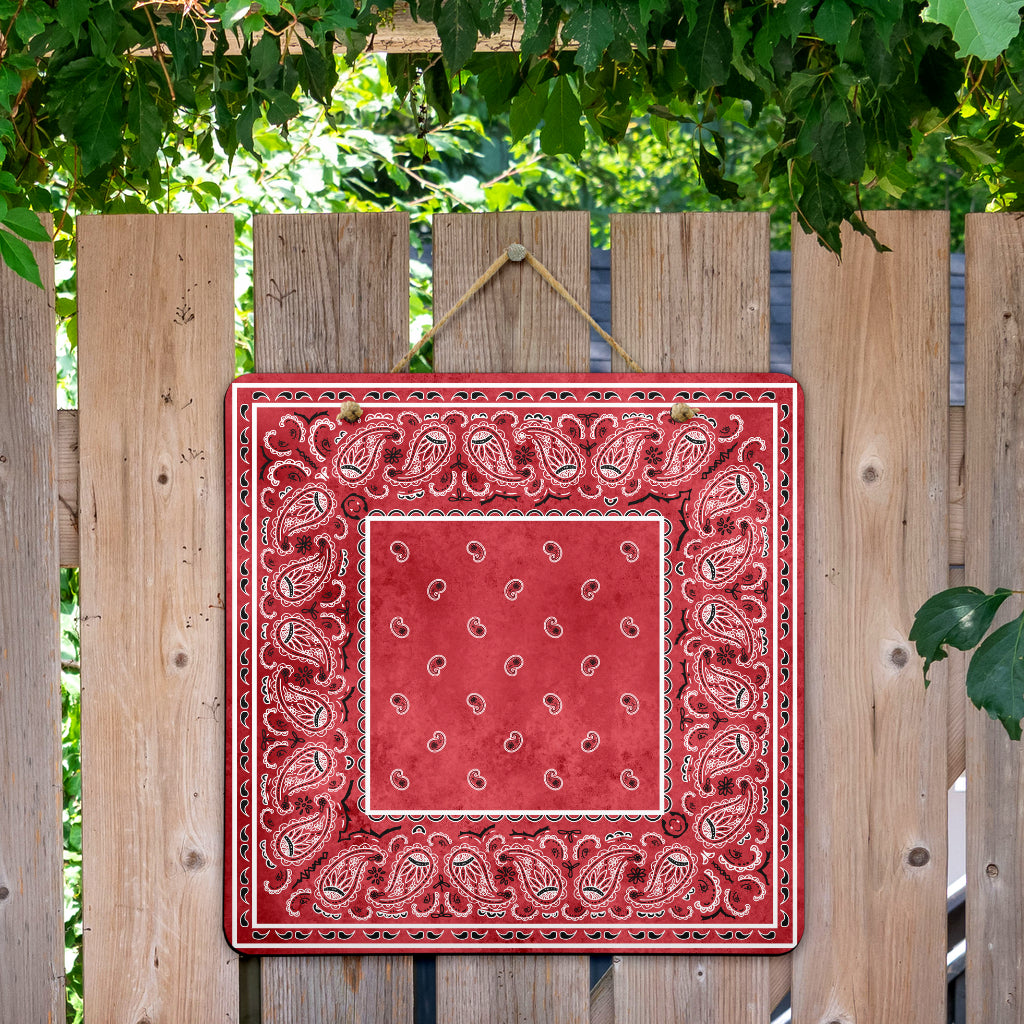 Red Denim Bandana Door Signs