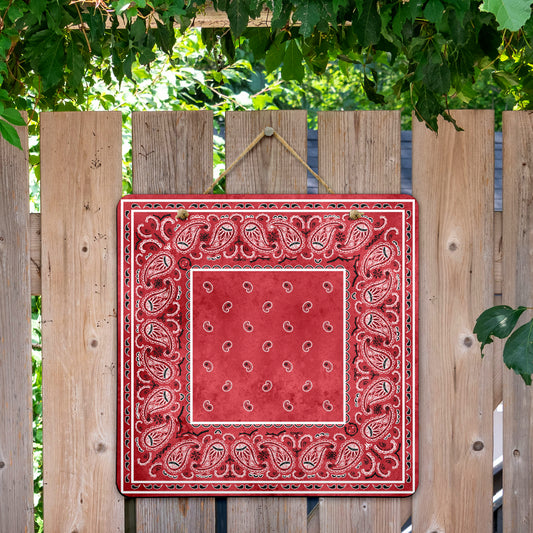 Red Denim Bandana Door Signs