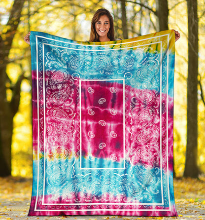 Striped Hippie Tie Dye Bandana Fleece Throw