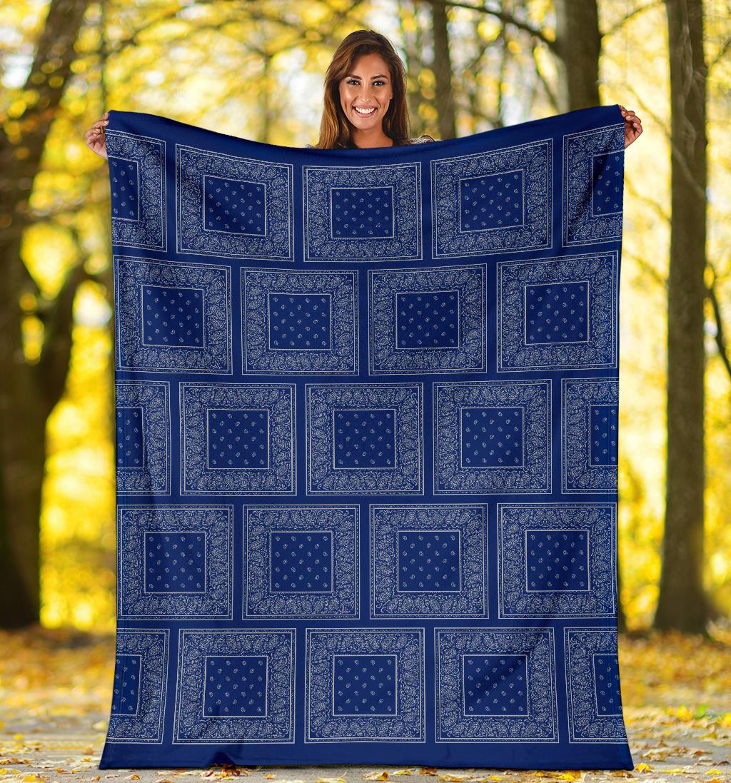 Blue Gray Bandana Blanket