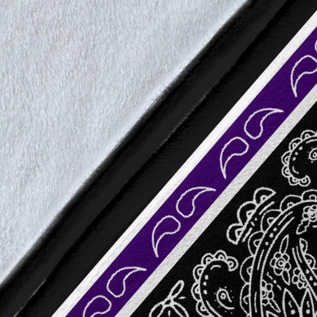 Purple with Black Bandana Fleece Throw Blanket Close Up