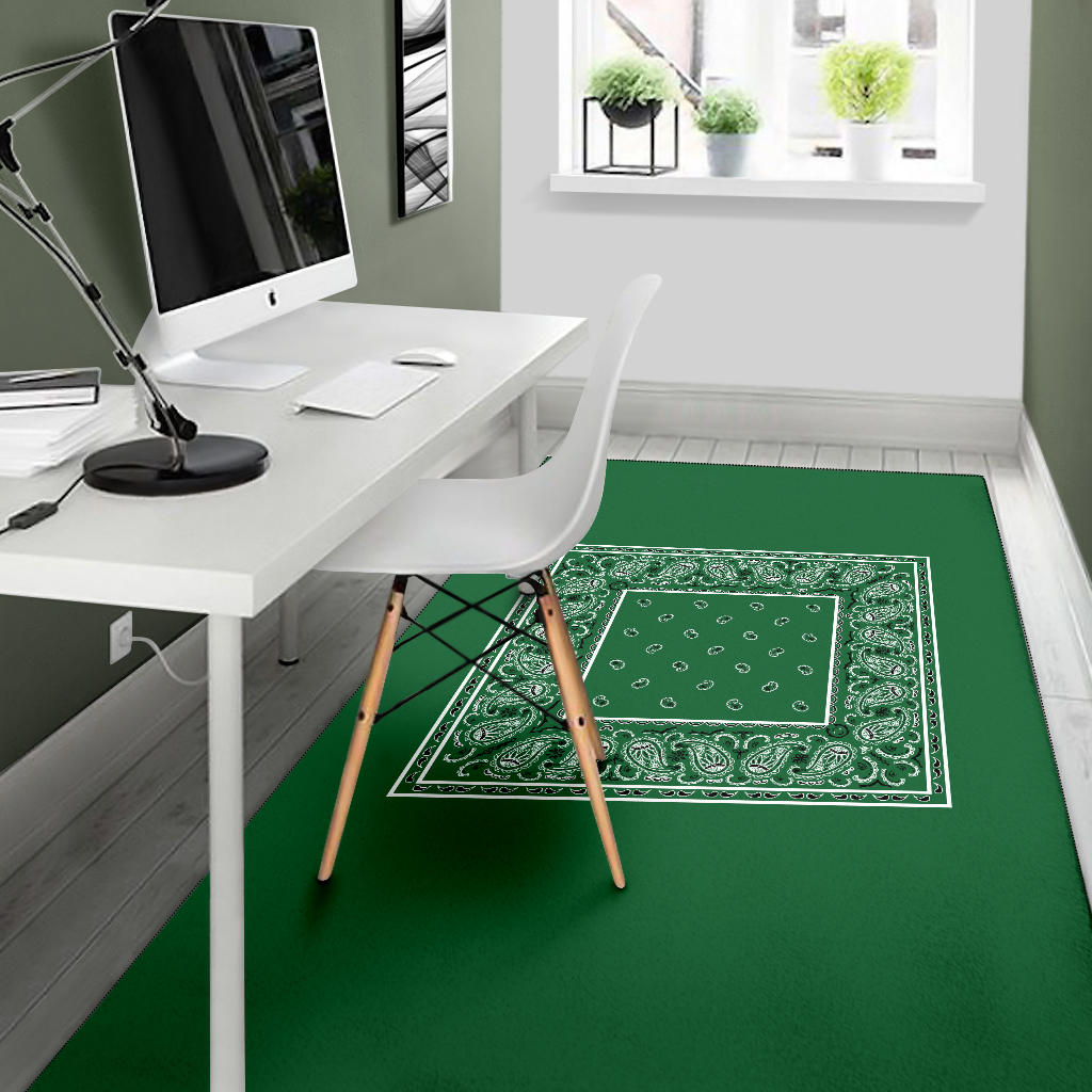 Classic Green Bandana Area Rugs - Minimal