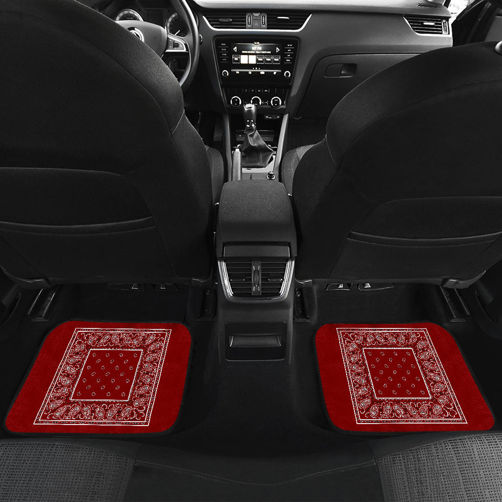 Quad Maroon Bandana Car Floor Mats - Minimal