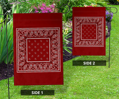 Maroon Bandana Home and Garden Flags