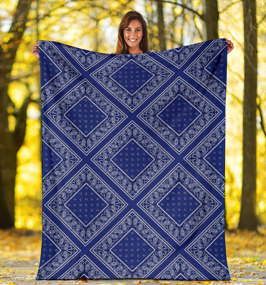 Royal Blue Bandana Diamond Throw Blanket