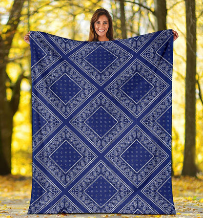 Royal Blue Bandana Diamond Throw Blanket