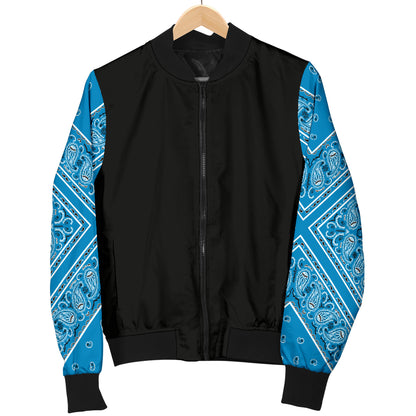 Women's Sky Blue Bandana Sleeved Bomber Jacket