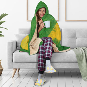 Brazil Flag Hooded Sherpa Blanket