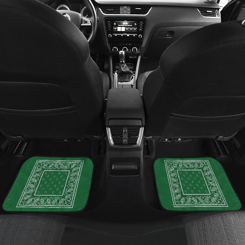 Quad Classic Green Bandana Car Mats - Minimal