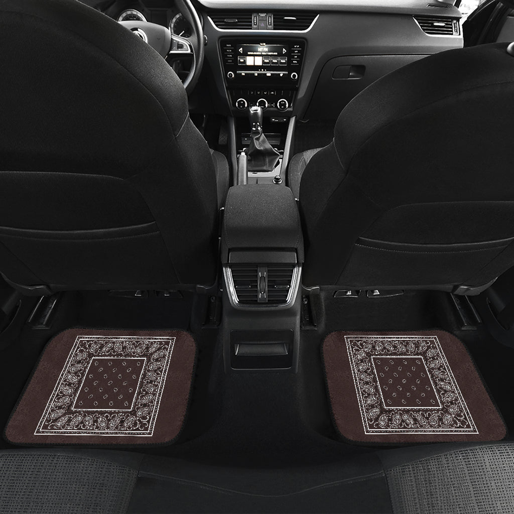 Quad Coffee Brown Bandana Car Mats - Minimal