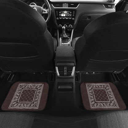 Quad Coffee Brown Bandana Car Mats - Minimal