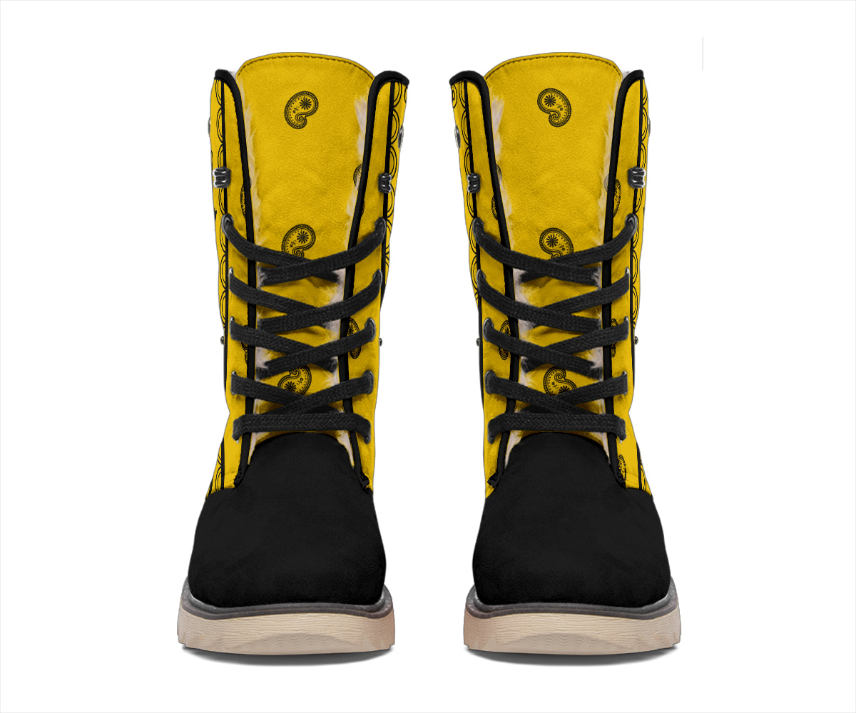 Gold and Black Bandana Women's Winter Boots