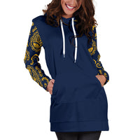 Navy and Gold Bandana Hoodie Dress