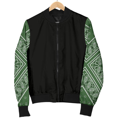 Men's Classic Green Bandana Sleeved Bomber Jacket