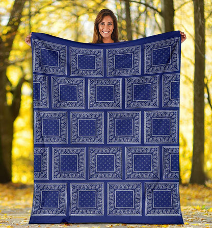 Royal Blue Bandana Fleece Throw Blanket