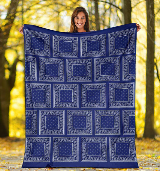 Royal Blue Bandana Fleece Throw Blanket