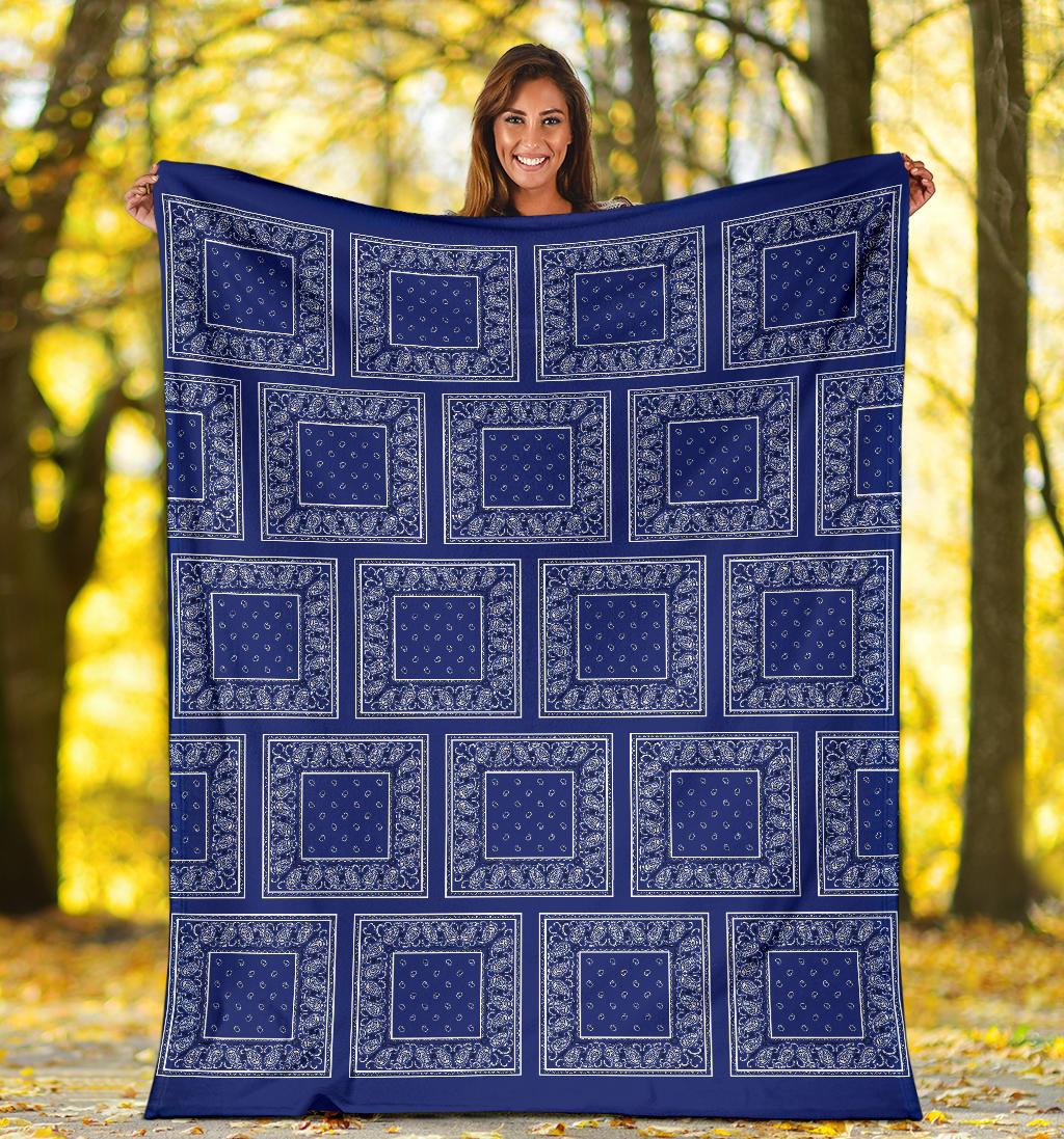 Royal Blue Bandana Fleece Throw Blanket