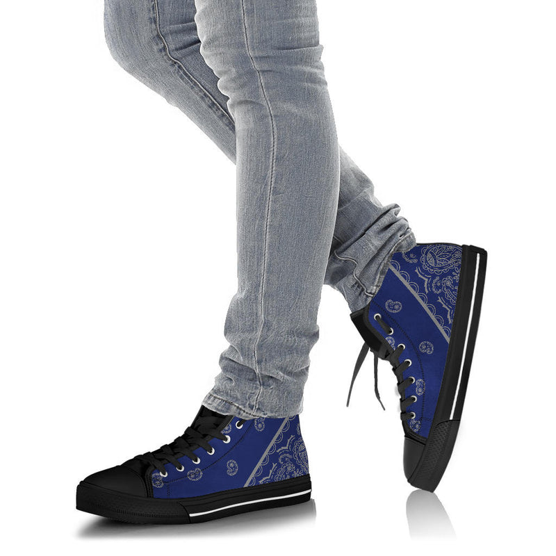 Blue and Gray Bandana High Top Sneakers