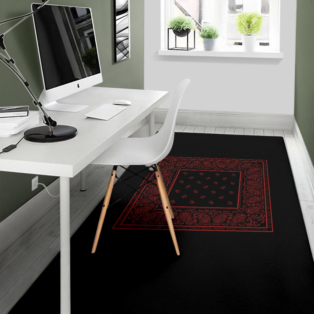 Black and Red Bandana Area Rugs - Minimal