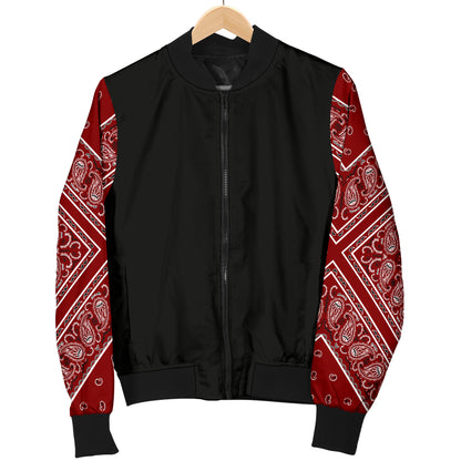 Men's Maroon Bandana Sleeved Bomber Jacket