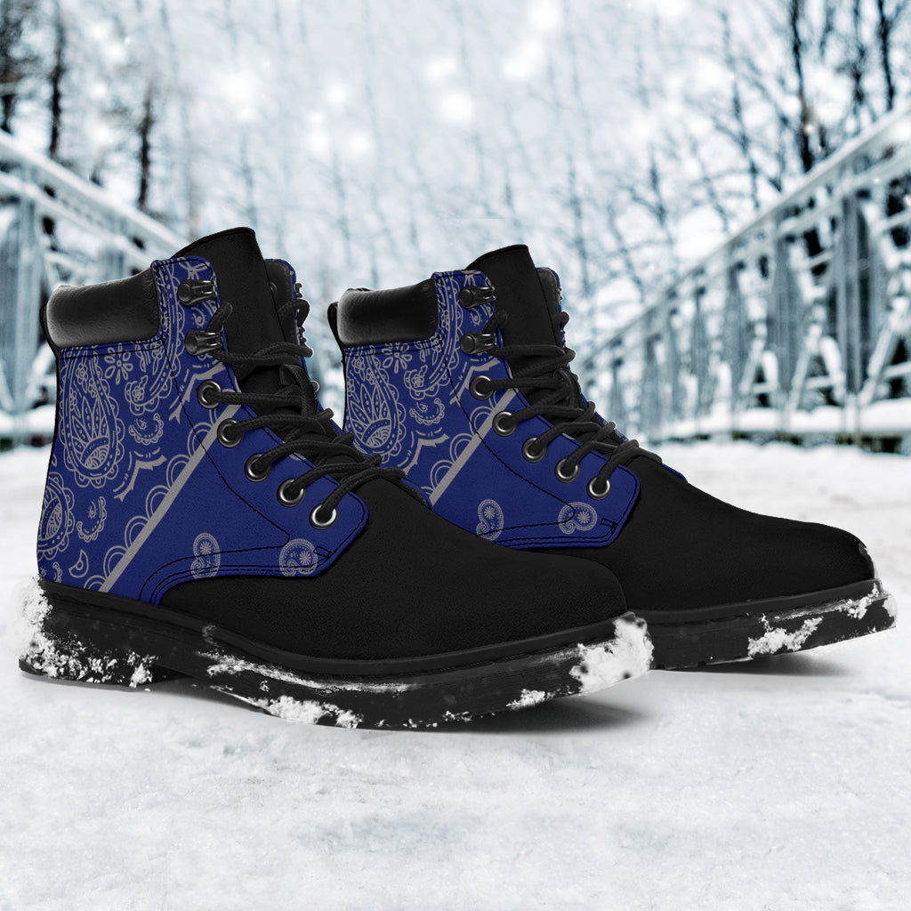 Blue and Gray Bandana Blackout All Season Boots