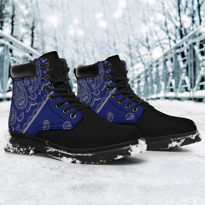 Blue and Gray Bandana Blackout All Season Boots