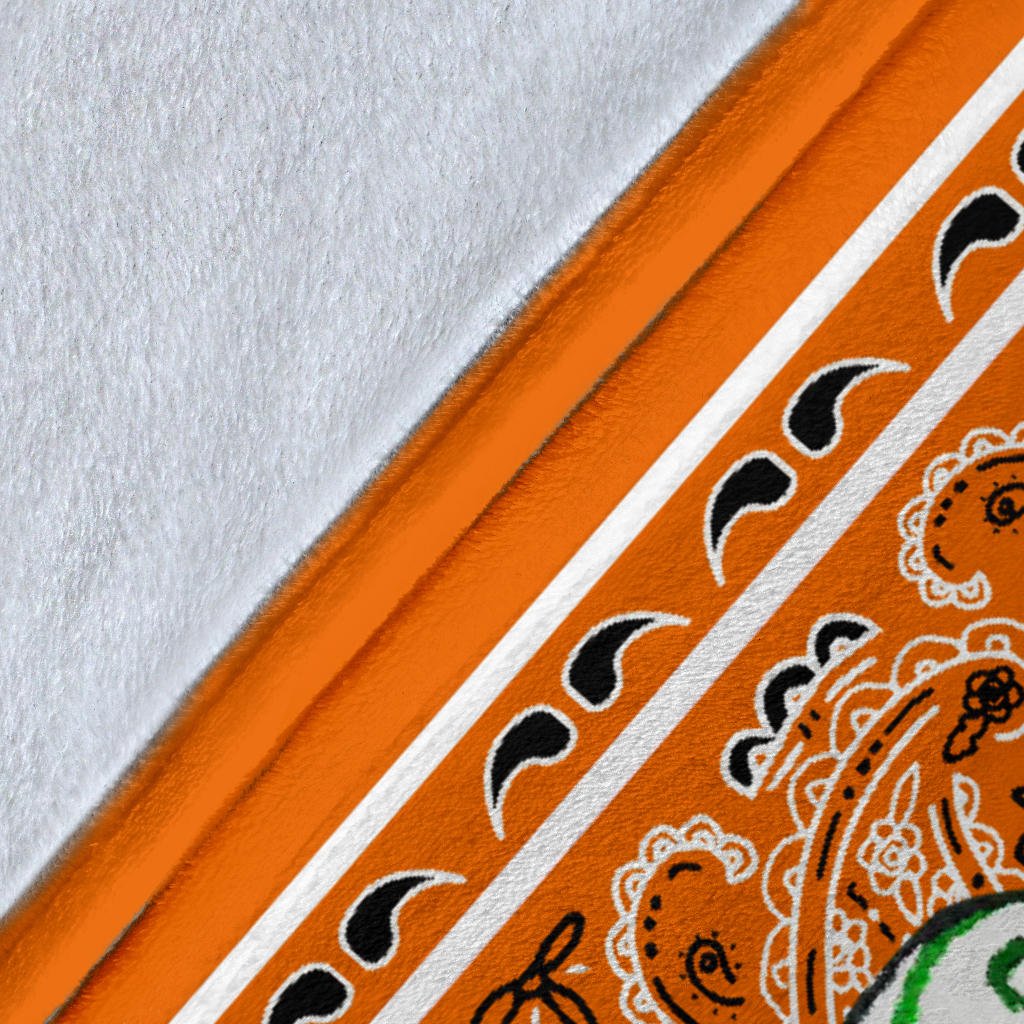 Ultra Plush Orange Bandana Sugar Skull Fleece Throw