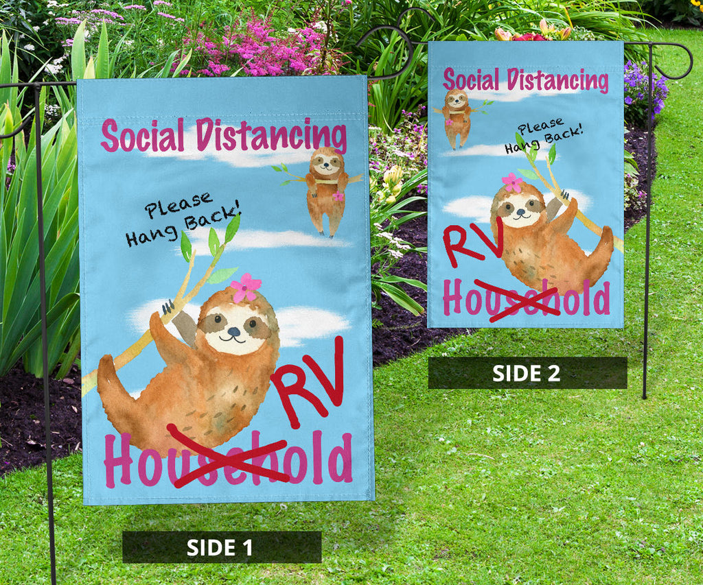 Social Distancing Sloth Flag Signs for RVers