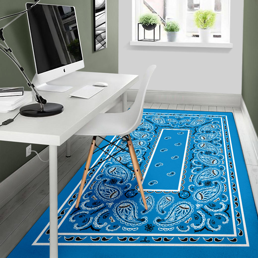 Sky Blue Bandana Area Rugs - Fitted