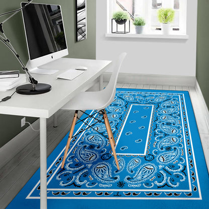 Sky Blue Bandana Area Rugs - Fitted