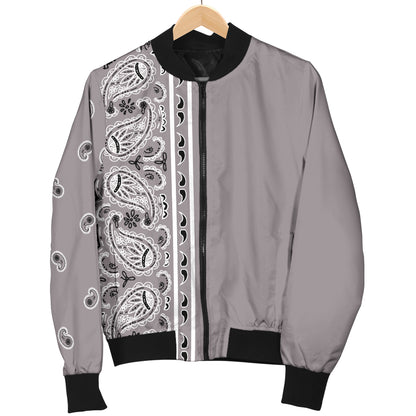 Asymmetrical Classic Gray Bandana Women's Bomber Jacket
