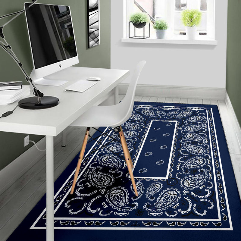 Navy Blue Bandana Area Rugs - Fitted