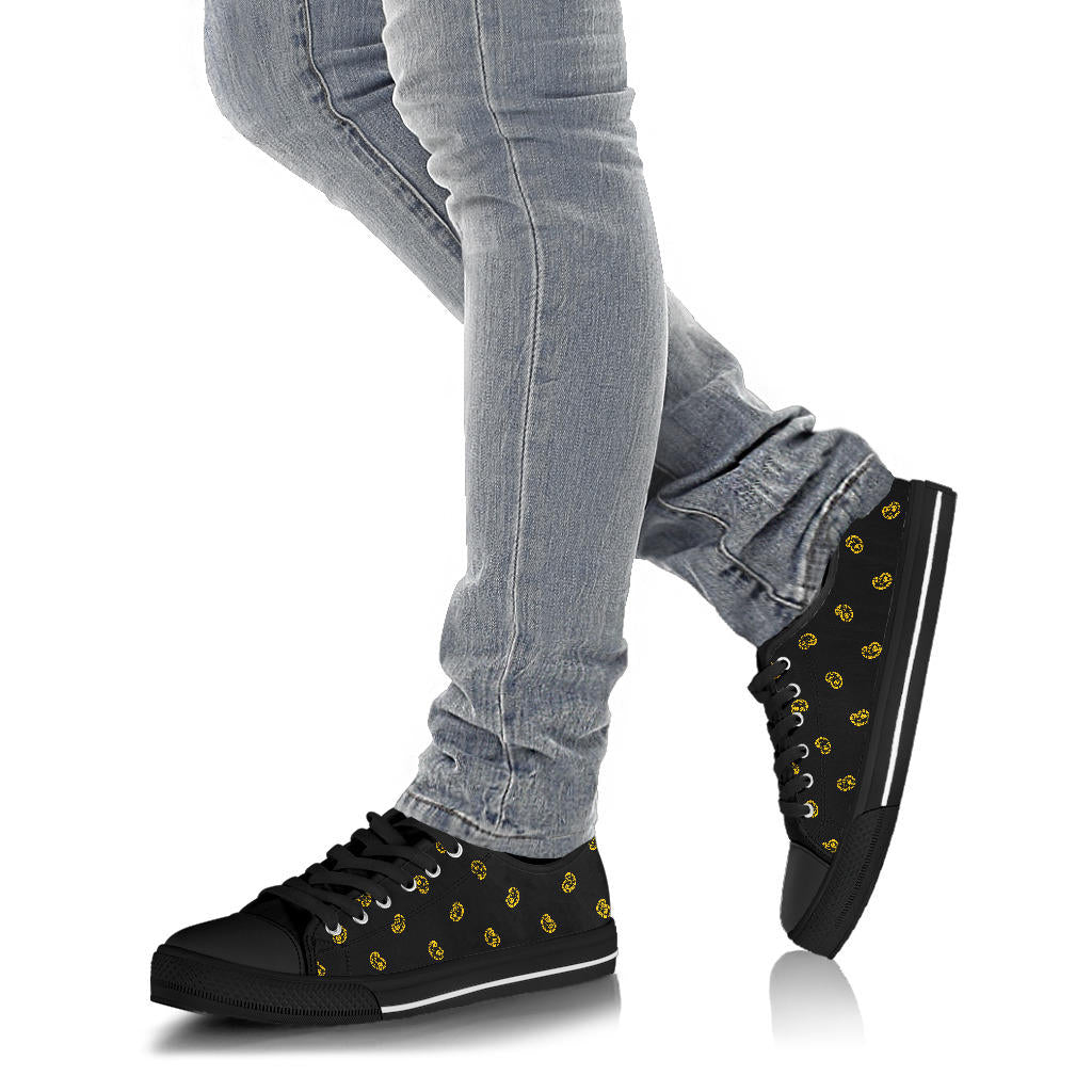 Canvas Low Top Sneakers - Black and Gold Paisley