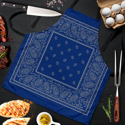 Blue and Gray Big Bandana Apron