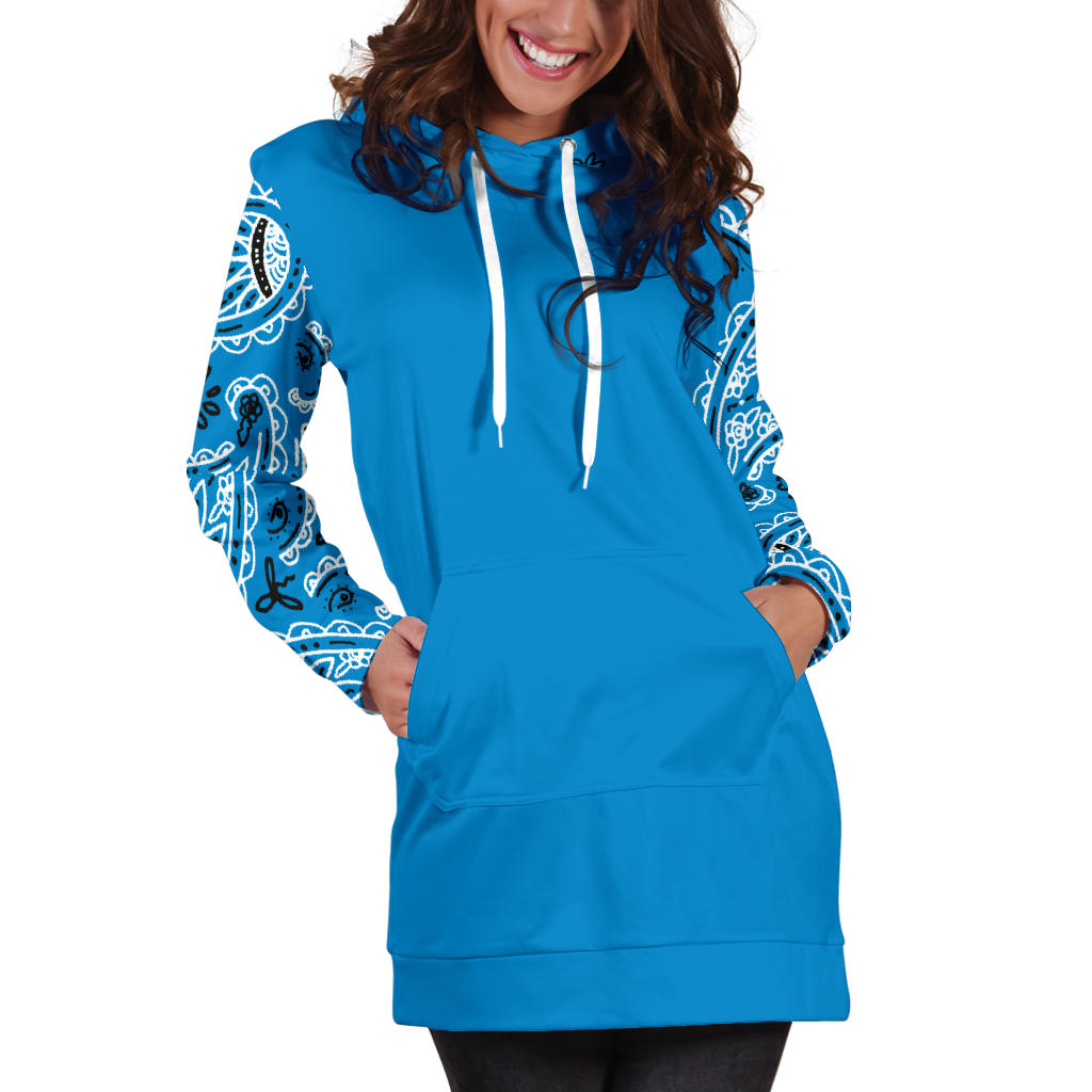 Sky Blue Bandana Hoodie Dress