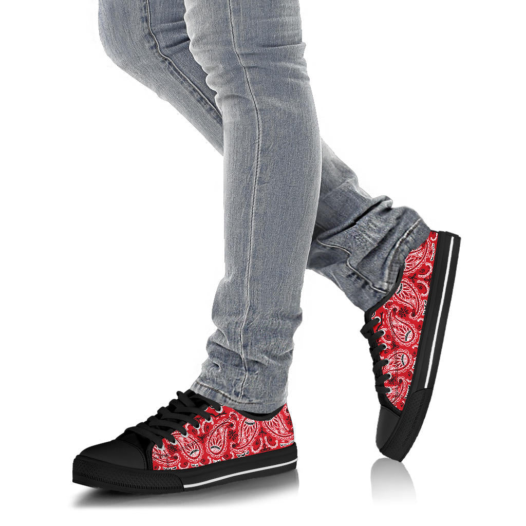 Canvas  Low Top Sneakers - Classic Red Bandana Style