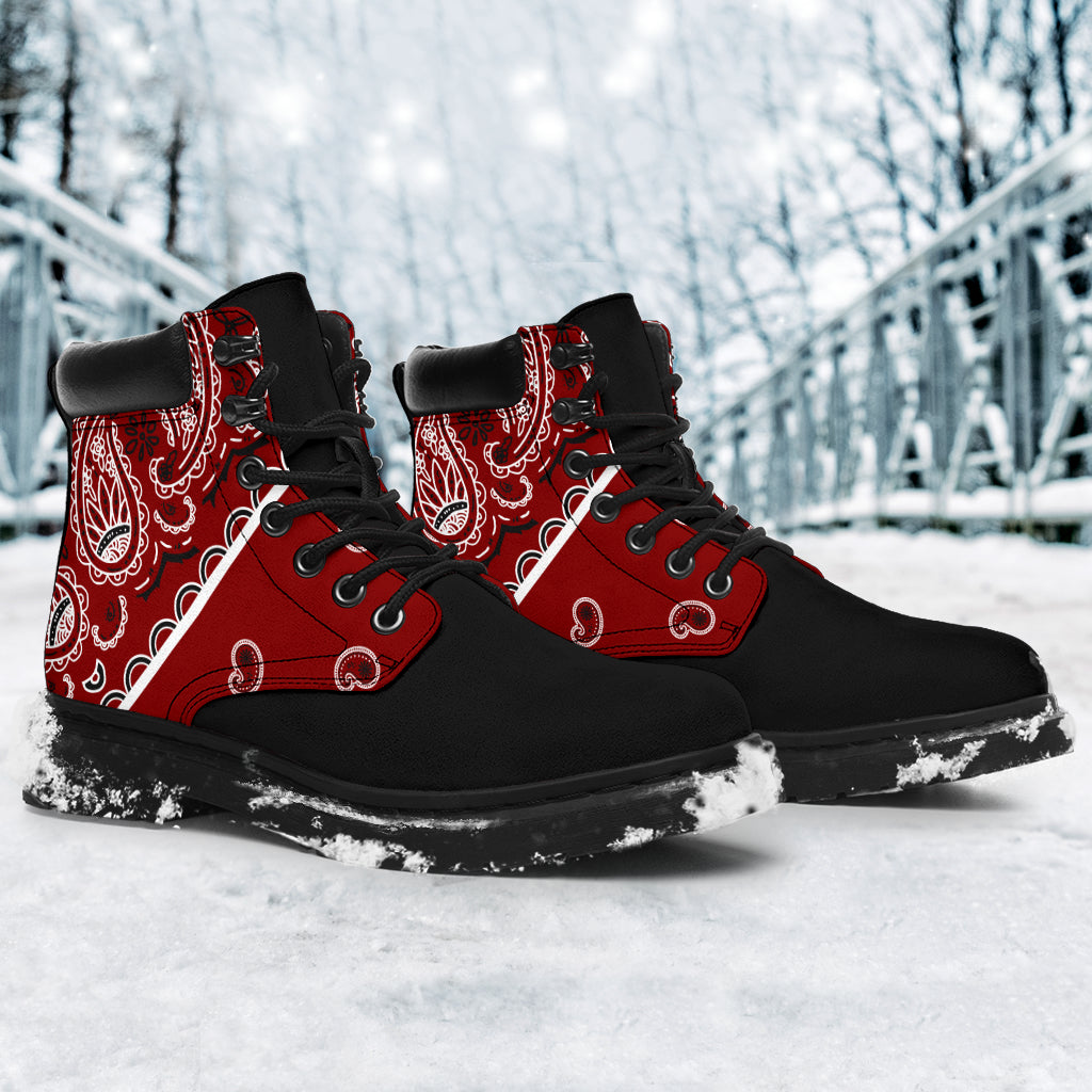 Maroon Red Bandana Blackout All Season Boots