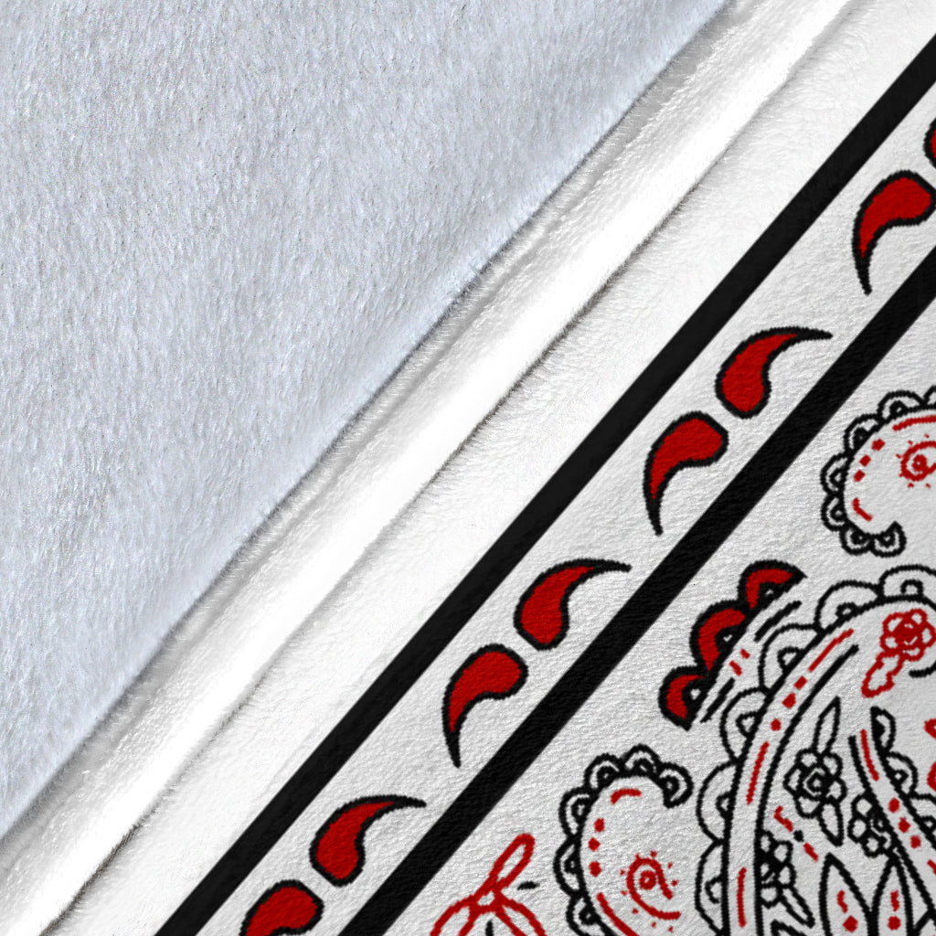 White Bandana Throw Blanket Close Up