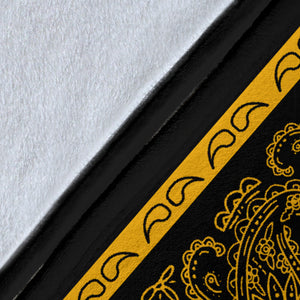 Black Gold Bandana Fleece Throw Blanket Details